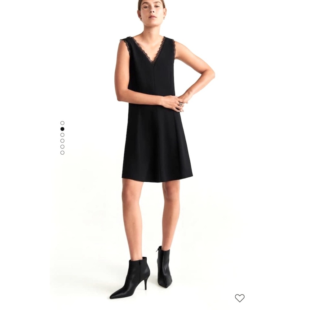 Mango Black Lace trim dress
